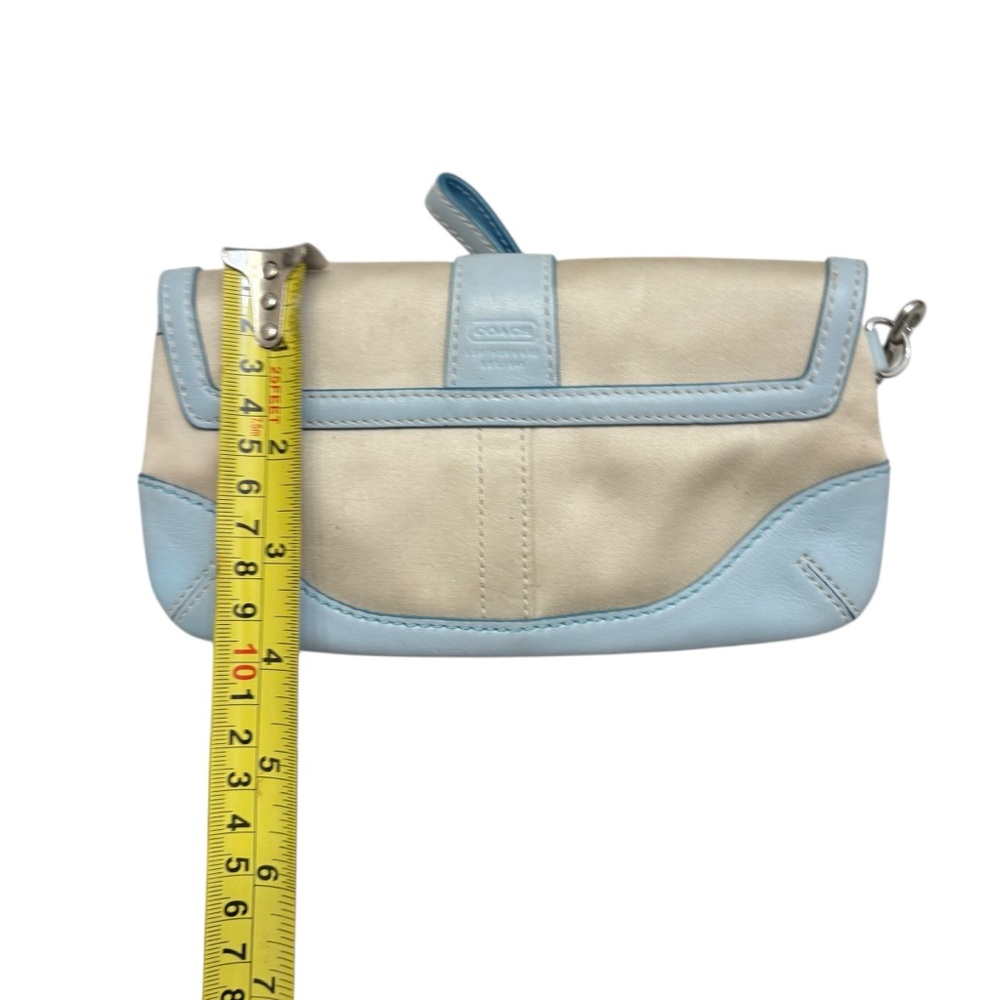 Coach vintage y2k canvas and blue leather wristlet clutch bag soho buckle - Picture 6 of 8